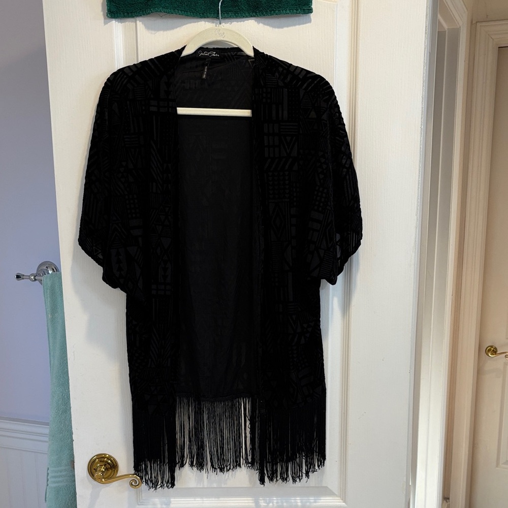 Elegant Black Fringe Kimono by [Brand]